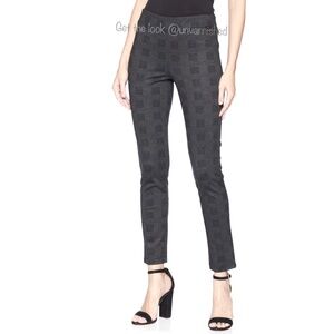 Flat Front Faux Zipper Fitted Plaid Trouser Leggings  89th+Madison